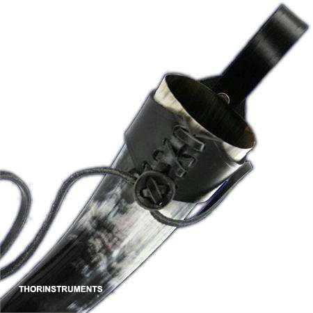 Medium Drinking Horn, approx 12oz Medieval Viking Cup w/Black Leather Holder Rustic Vintage Home Decor Gifts