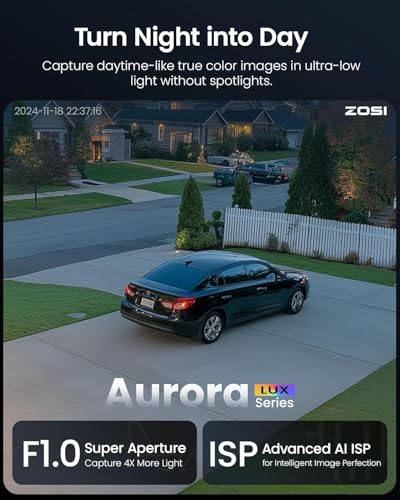 Image of ZOSI 4K 8MP Add on PoE Security Camera with True Color Night Vision,C186 Aurora Lux,Person Vehicle Detection,Two Way Audio, Spotlight Siren,Only Compatible 4K PoE NVR