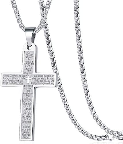 Rehoboth Men's Nail Lord's Prayer Cross Pendant Necklace for Men Women Stainless Steel Chain 24
