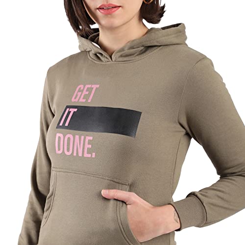 Image of PINACOLADA Women's Cotton Solid Printed Sweatshirt with Hoodie, Regular Fit for Casual Wear Full Sleeve Sweatshirt Crafted with Comfort Fit and High-Performance for Everyday Wear