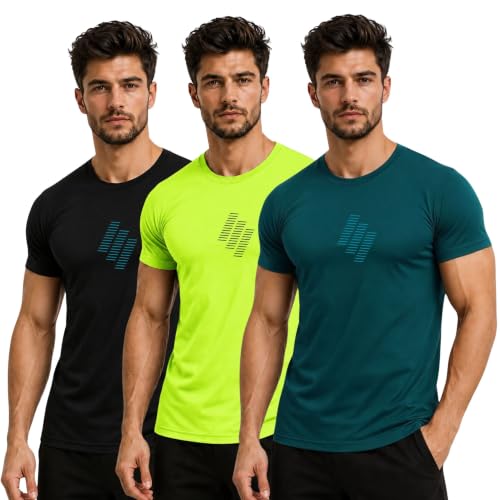 Image of 3Colors Men's Active Polyester T-Shirt | Quick Dry Gym Workout Tee | Stretch Sports Round Neck Running T-Shirt-STEPUP LINE