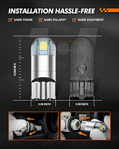 Sealight AT10C-10P-CM 194 Led Bulbs 6000K White, 168 2825 T10 W5W 3030 Bright Chips, Dome Light thumb #5