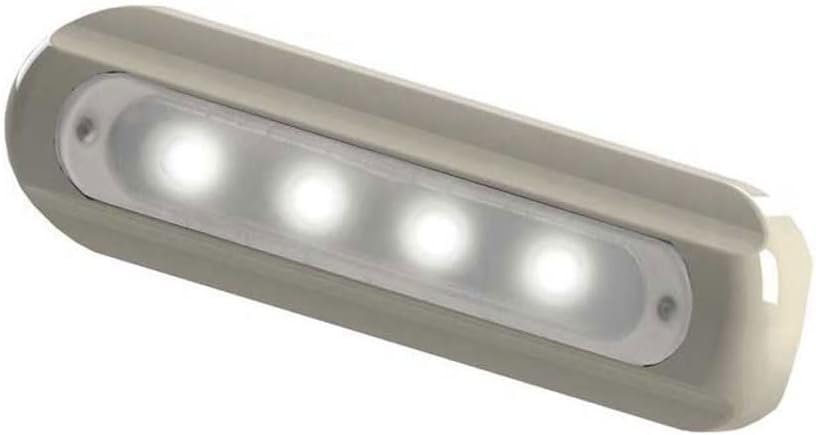 TACO Marine F38-8800W-1 Flat Mount 4-LED Deck Light - White with White Housing