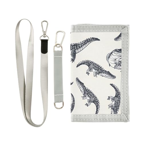 zyrtty Kids Wallets for Boys Girls Ages 4-18 Trifold, Crocodile Pattern Black Beige Wallet with Zippered Coin Pocket and Card Holders, Novelty Wallet for Childrens Birthday Gifts