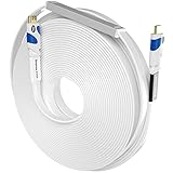 Postta Flaches HDMI-Kabel, 30,5 m, mit integriertem Signalverstärker, unterstützt 4K, 3D, 1080p, Ethernet und Audio Return, Weiß-Blau