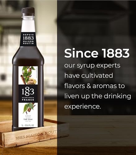 Image of 1883 Chai Tea Syrup for Drinks - 1 Liter Plastic Bottles (Pack of 6)