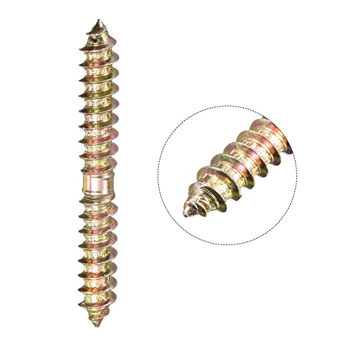 uxcell Tornillos Hanger Bolt 6x47mm, 24 piezas, doble rosca auto-tapping para conectar madera miniatura 4