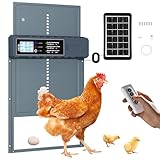 FabStyl Automatische Hühnerklappe Solar in XL großer Größe 27,5 x 36 cm, Silbergrau Hühnerstall mit USB-C-Ladung und 3 Modi, Antiklemmschutz und Wetterfestem Aluminiumlegierung