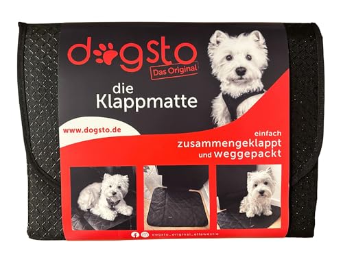 Dogsto die Hunde Automatte/Klappmatte für jedes Auto Schnell zusammengeklappt (Magnetverschluss) | Der Schmutz bleibt in der Matte | Sauber und ordentlich weggelegt ins Türinnenfach, Stoff-Malmo