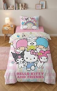 Halantex Kitty and Friends - beddengoedset dekbedovertrek 140 x 200 cm + kussensloop 70 x 90 cm - omkeerbaar - 100% polyester - meerkleurig