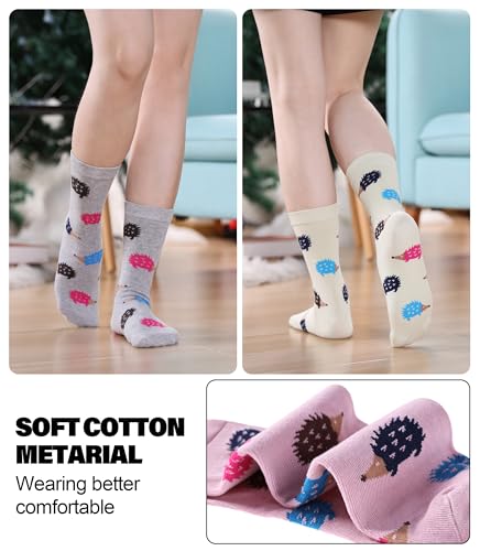 Image of SDBING Womens Cat Socks Cute Gifts Animal Soft Breathable Thin Cotton Casual Crew Socks 5 Pairs