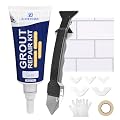 Grout Repair Kit, 6.35Oz Tile Grout Filler, Fast Drying Tile Grout Sealer for Bathroom Shower Kitchen Floor Tile, Replace Grout Pen Restore Tile Joints Line, Gaps (Gray, 180g)