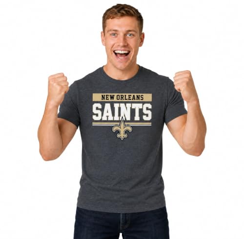 Team Fan Apparel NFL Adult Team Block Tagless T-Shirt - Cotton Blend - Charcoal - Perfect for Game Day - Comfort and Style, Charcoal, Large