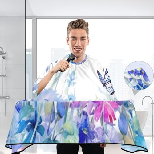 Capa de peluquería profesional impermeable MAOBLYR con cierre ajustable y diseño Watercolor Flower Field miniatura 6