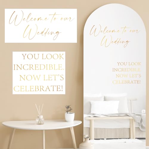 Watersay 2 Pcs Welcome to Our Wedding Mirror Decal Review: A Detailed Look at These Gold Vinyl Wedding Letters