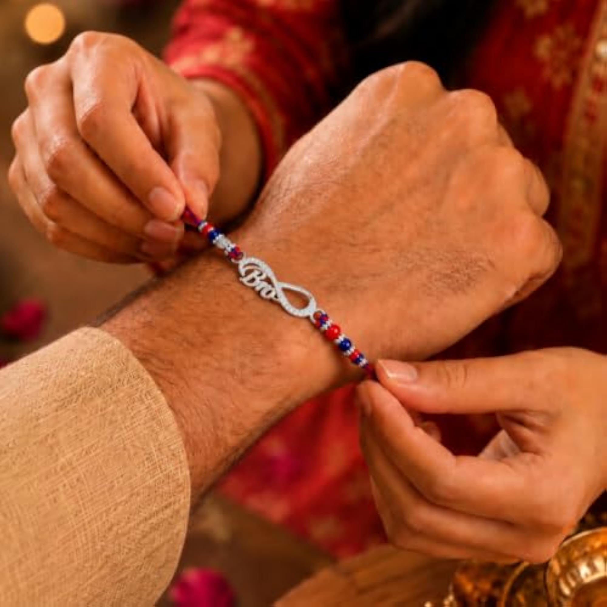 Silver 925 Sterling Silver Infinity Bro Rakhi, Designer Gift