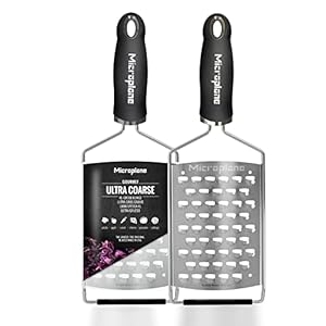 Microplane Gourmet Series Ultra Coarse Grater – Stainless Steel Durable Cheese & Vegetable Grater with Non-Slip Handle for Kitchen, Professional Chef Tools & Equipment