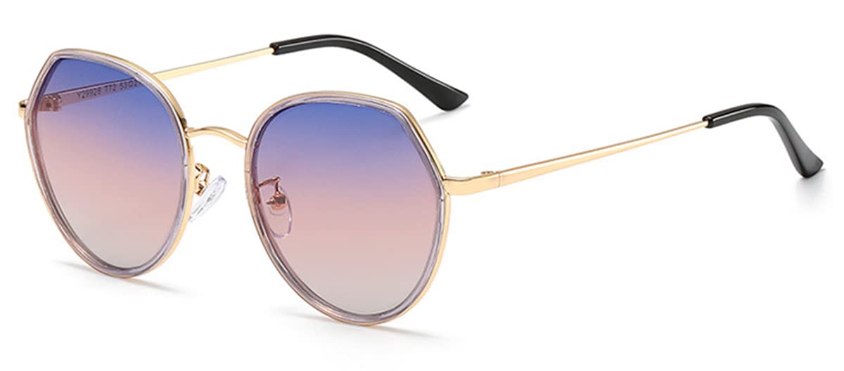 ECVVPolarized Sunglasses for Women Lightweight Metal Frame Sun Glasses Outdoor Sport Driving Eyewear 100% UV Blocking (Blue+Pink)