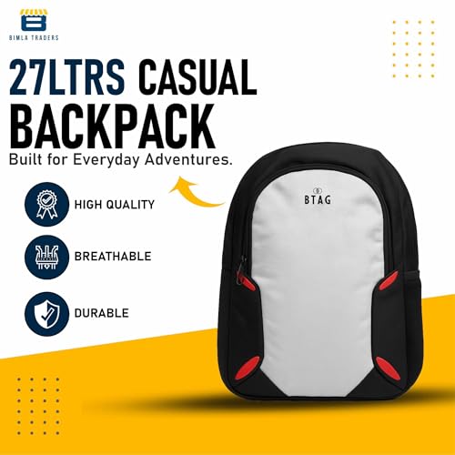 Image of Btag 27Ltrs Stylish Laptop & Casual Backpack | Water-Resistant, Comfortable, Lightweight & Trendy | Large Storage, Smooth Zippers, Spacious & Travel-Friendly | Ideal for Work, Study & Daily Use
