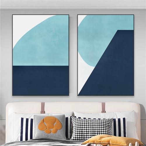 Affiche Moderne Minimaliste Bohème Bleue Grand Format Toile Abstrait WUHBCZ Décoration Premium