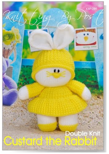 Knitting by Post Toy Knitting Pattern - Custard The Rabbit from Easter Animal Knitters Leaflet. Knit Cute Bunnies Handmade Gifts. Fun Quick & Easy Beginner Soft Toy UK Terms.