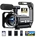 Videokamera 5K 56MP Camcorder Doppelobjektiv 16X WiFi Vlogging Kamera für YouTube 3" Touchscreen IR Nachtsicht Videorekorder mit 2 Batterien, 64GB Karte, Fernbedienung, Mikrofon