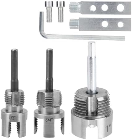 Pipe Threading Tool Set & Broken Bolt Extractor Kit, Premium Integrated Internal & External Pipe Threader Cutting Tool Screw Remover for 1/2" 3/4" 1" PVC/Plastic Tubes Compatible with Electric Drills