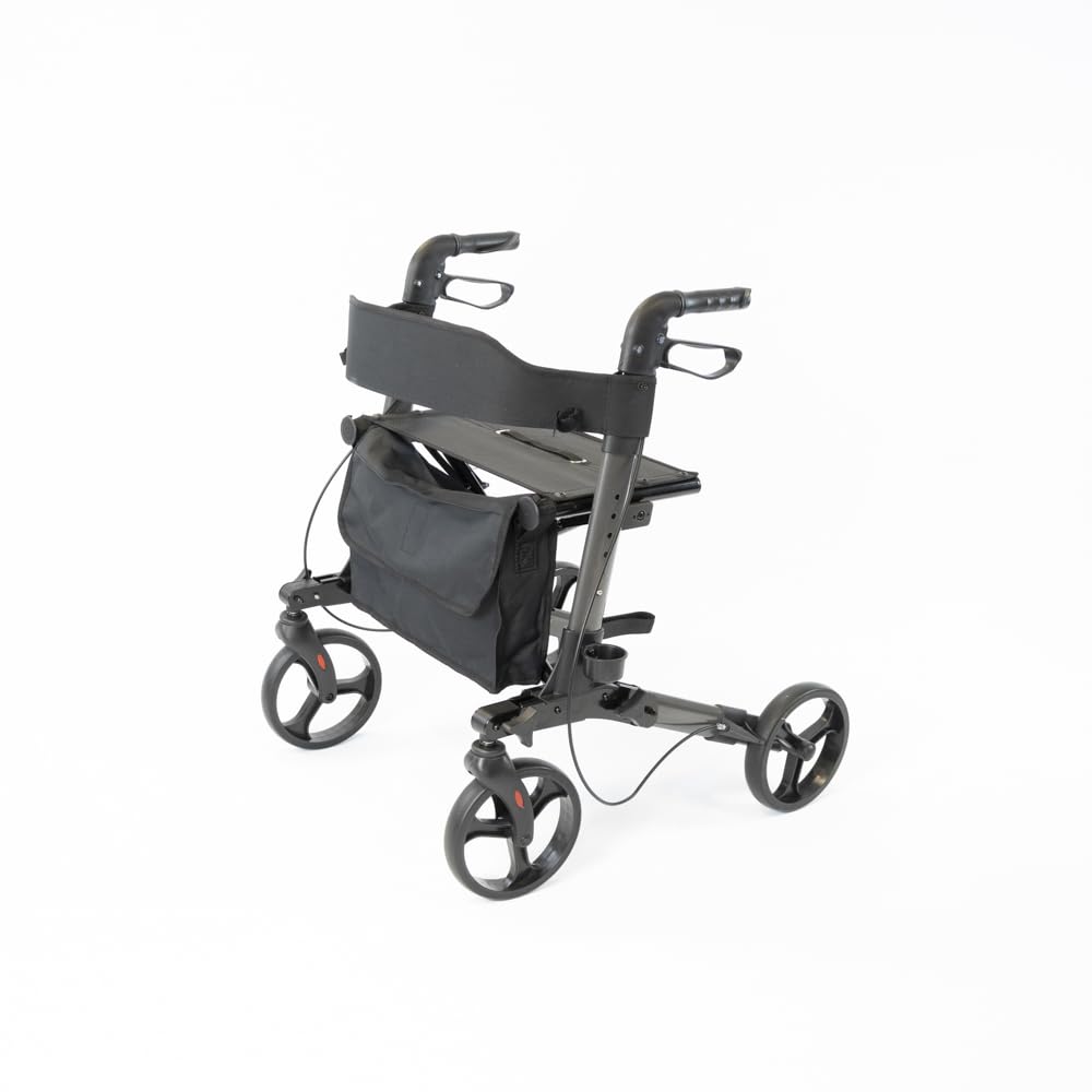 NRS Healthcare 4 Wheel Rollator - Triple Fold Aluminium - Silver - Size 4