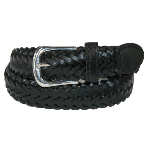 CTM Boys' Leather 3/4 Inch Adjustable Braided Dress Belt3