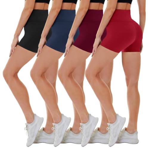 Image of CAMPSNAIL 4 Pack Biker Shorts for Women High Waist - 5 inch /8 inch Tummy Control Soft Athletic Yoga Workout Running Gym Shorts
