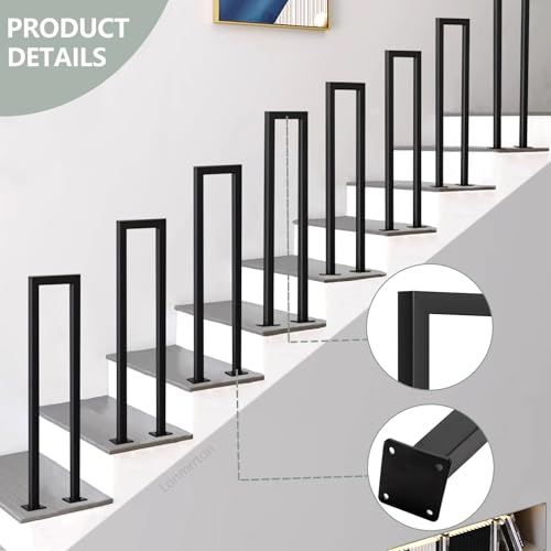 Rampe d'escalier en tube carré noir garde-corps pour escalier extérieur