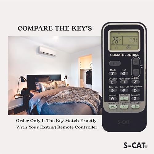 Image of S-CAT Compatible with Whirlpool AC Remote Control Climate Control Model DG11J1-52 (No Backlight) 192 Suitable for Split /Window AC (Match Old Remote Exactly, for Any Issues Contact Customer Care)