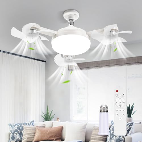 Socket Drone Ceiling Fan, E27 Ceiling Fan with Light and Remote Control