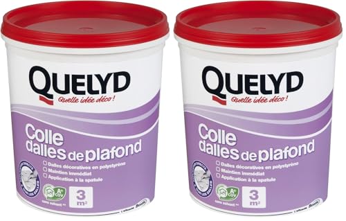 Quelyd Colle Dalles de Plafond Polystyrène – Colle en Pâte Prête à l'Emploi pour Dalles, Poutres, Moulures et Panneaux Isolants Légers – Intérieur...