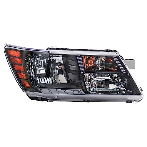 Image of TRQ Passenger Side Headlight Assembly Halogen Black Bezel Compatible with 2014-2020 Dodge Journey With Quad Lights With Code LME CH2503265