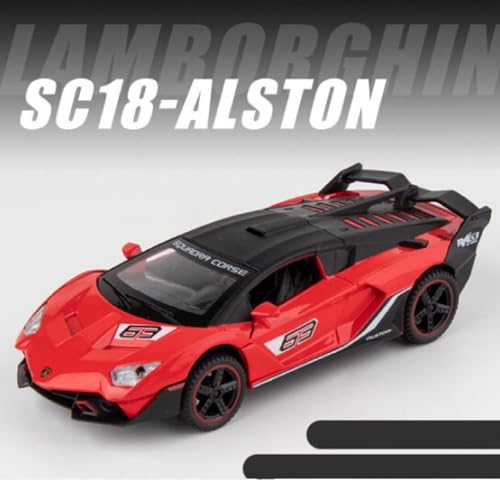 Image of 1:32 Scale Lambroghini SC18 Alston Toy Car | Metal Pullback Diecast Car for Kids with Openable Doors, Sound, Light Effects Toy for Car Enthusiasts (Color As Per Available),black