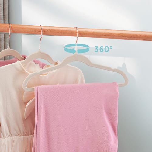 Tonswachic Kids Velvet Hangers 30 Pack - 14'' Inch Premium Non Slip Kids Felt Hangers For Clothes - Ultra Thin Baby Felt Hangers For Youth Childrens' Closet With 10 Hanger Clips thumb #3