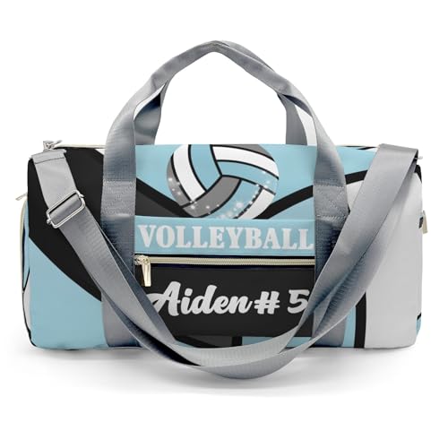 Blue Volleyball Waterproof Duffel Bag Adjustable Shoulder Strap Perform Training Travel Bag for Boys Girls Teens Women Men