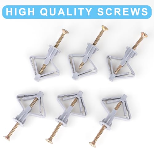 image for Aovchei Hollow-Wall Anchors, One Size, 65Lbs Anchors 50pcs+Screw 50pcs