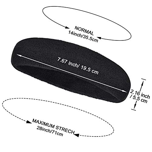 Image of Bememo 12 Pcs Sweatbands Sport Headbands for Men & Women Basketball Headband Sport Competitions Sweat Headbands Running Terry Cloth Moisture Wicking for Yoga,Tennis,Gym,Exercise