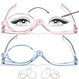 EYEGUARD 2 Pack Makeup Reading Glasses for Women Spring Hinge Make Up Glasses Magnifying Flip Down Cosmetic Readers 2.50