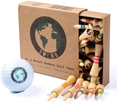 Green Swing Bamboo Castle Golf Tees | Strong Sustainable Biodegradable (Mixed Box (5 Sizes))