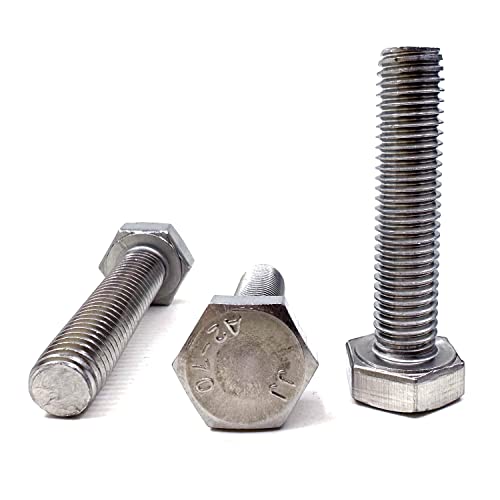 Image of M10 Hex Bolt, M10-1.5 x 45mm Hex Head Screw Bolts, 304 Stainless Steel, Fully Threaded, Plain Finish, Hex Tap Bolts 5Pcs (M10x45mm)