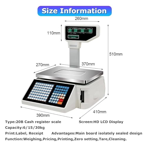 Báscula comercial con impresora térmica y etiqueta digital miniatura 2