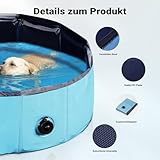 Fudajo Hundepool 60 x 20 cm rutschfestes Hundeplanschbecken, Hundeschwimmbad faltbar aus PVC, Hundebadewanne mit verstärkten Kanten, tragbarer Pool für Hunde