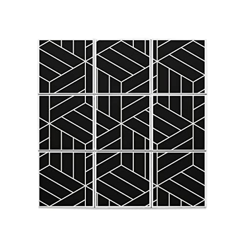 Carreaux céramique décoratifs 20x20 faïence géométrique monochrome noir et blanc
