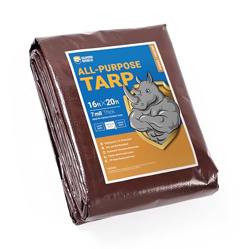 GUARD SHIELD Brown/Green Tarp Waterproof 16x20 Feet All Purpose 7mil Tarps