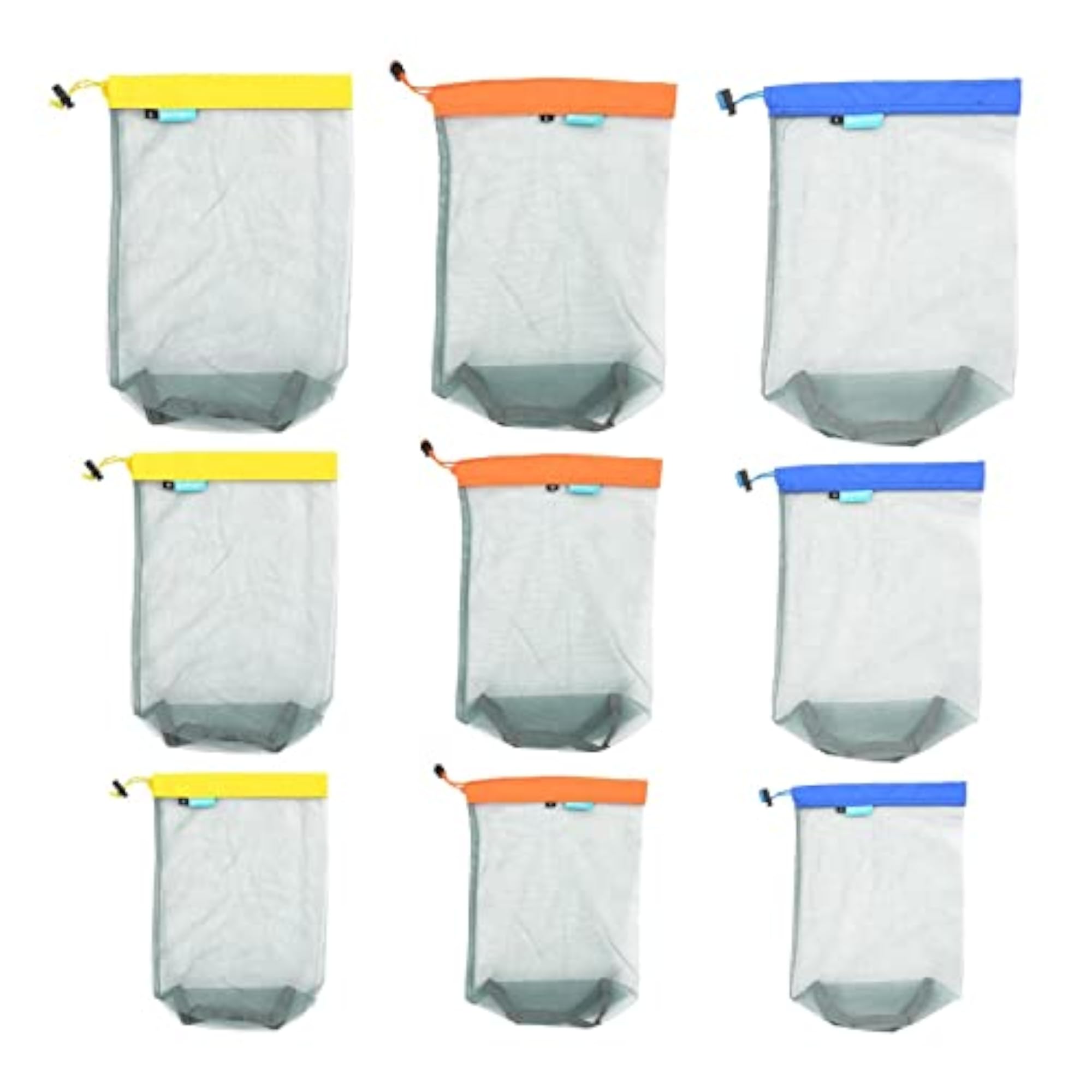 Nylon Mesh Drawstring Storage Bag for Camping Travel, Yellow