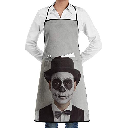 NA Retrato Hombre Calaveras mexicanas Maquillaje con Delantales de Cocina, Delantal de...