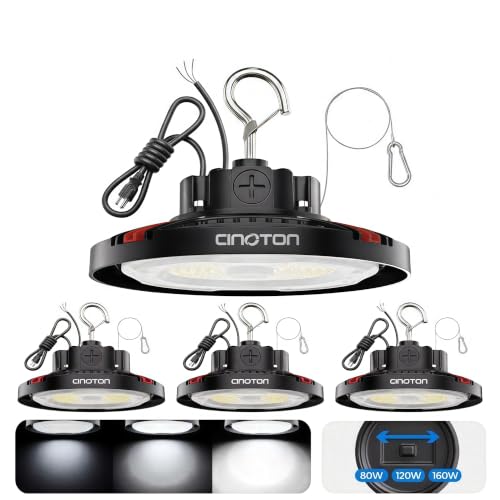 CINOTON 160W 24000LM UFO LED High Bay Shop Lights 4 Pack